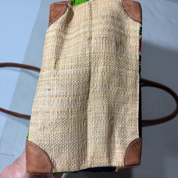 Colorful Patchwork straw tote bag - Picture 7 of 8